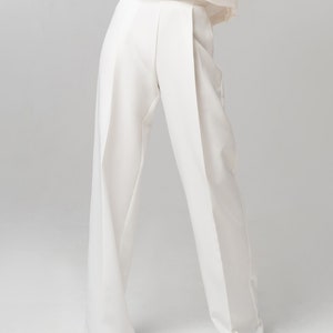 White Palazzo Pants. Handmade Clothing Wide Leg Viscose Trousers for Women, Flattering for All Body Types, Versatile & Elegant image 3