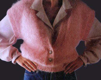 Vielseitige Weste Crop Cardigan Sperrige klobige 12-fädige Strickanleitung, PDF-Muster