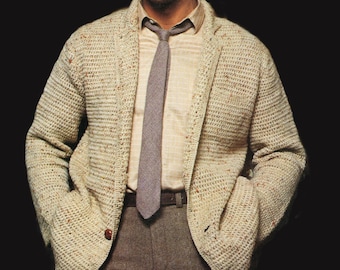 Männer gehäkelte Jacke Blazer DK Light Worsted 8 lagig PDF Pattern