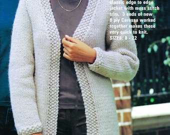 Edge to Edge Cardigan Anfänger Freundliche Frauen Strickmuster PDF DK Light Worsted
