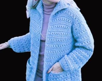 Häkeljacke, Cardigan, einfach Muster, PDF, gehäkelt, 12-fädiges Garn