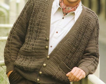 Gehäkelte Strickjacke Pullover Taschen DK Garn Männer Frauen Pdf