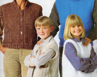 Vests Slipovers Men Women Boys Girls Bulky Chunky PDF Knitting Pattern
