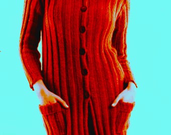 Lange Strickjacke gerippte Jacke 10-fädig Aran Strick PDF Anfänger