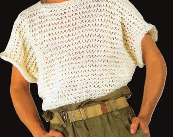 Easy Chunky Bulky TShirt Tee Pullover Top Knitting Pattern Pdf