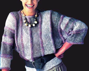 Batwing Dolman Sweater Top Pullover Seitlich stricken PDF Pattern
