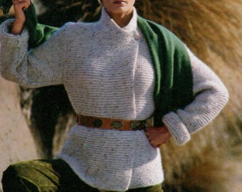 Strumpfband Strickjacke Jacke Damen PDF Pattern 10 Ply Aran Kammgarn