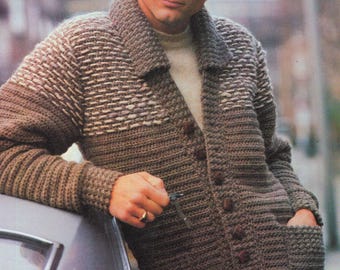 Herren Tweed Strickjacke Vintage Häkelanleitung PDF