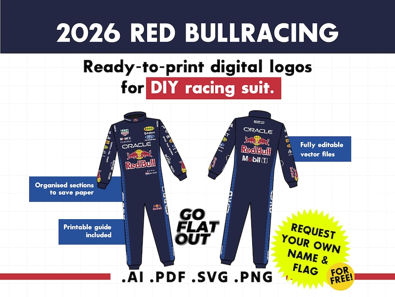 Digital Download - 2026 Red BullRacing Suit Sponsor Logos – DIY Vector Files image 1