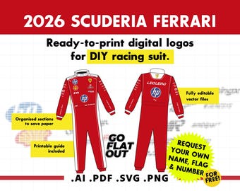 Loghi degli sponsor della Ferrari F1 2026 - Tuta da corsa fai da te (download digitale)
