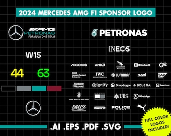 2024 Mercedes AMG F1 Sponsor Logos: Vector Files (Digital Download)