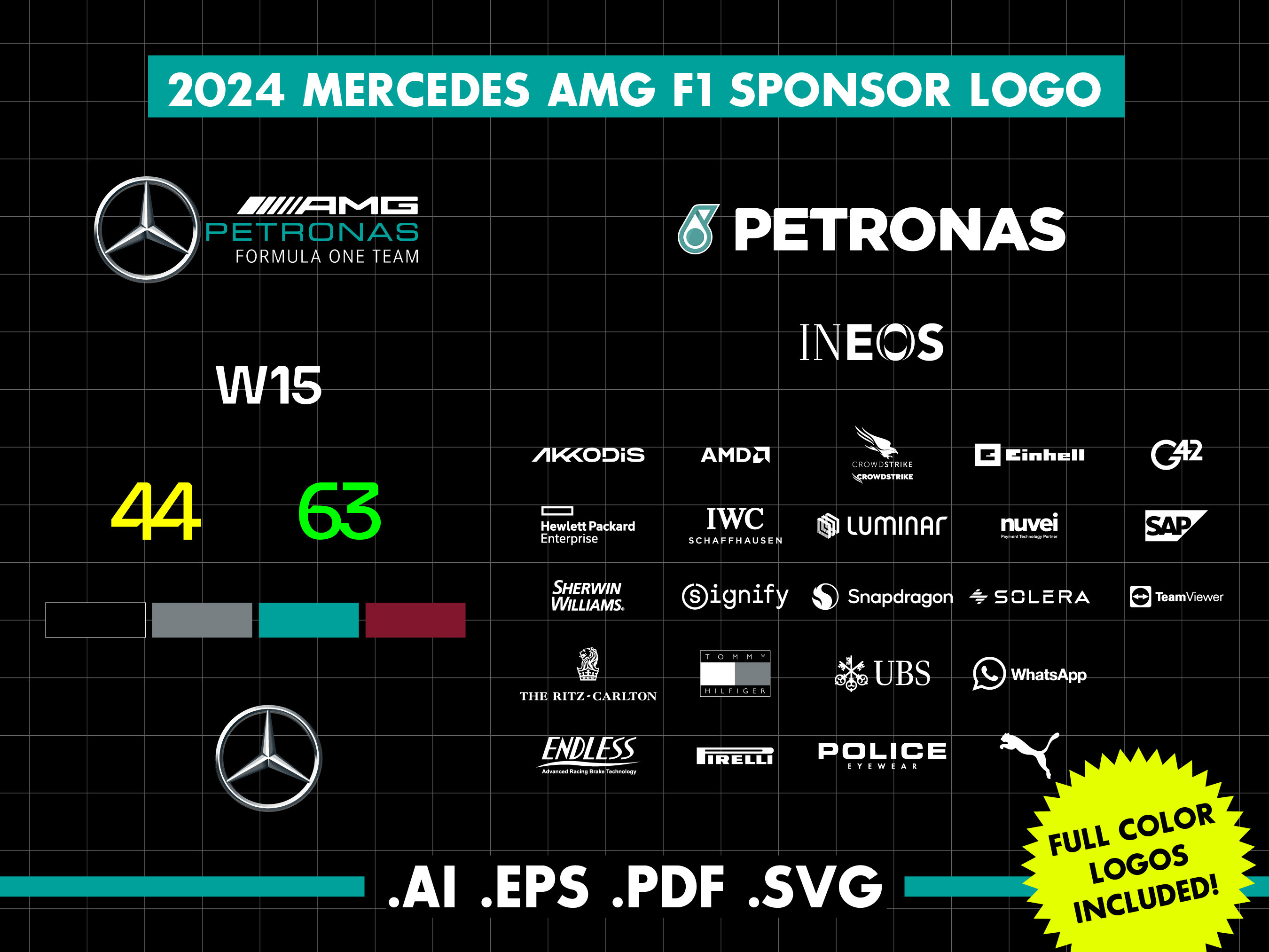 2024 Mercedes AMG F1 Sponsor Logo Instant Digital Download Editable 