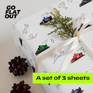 2024 F1 Grid Wrapping Paper Gift Wrapper Doodle Cute Formula 1