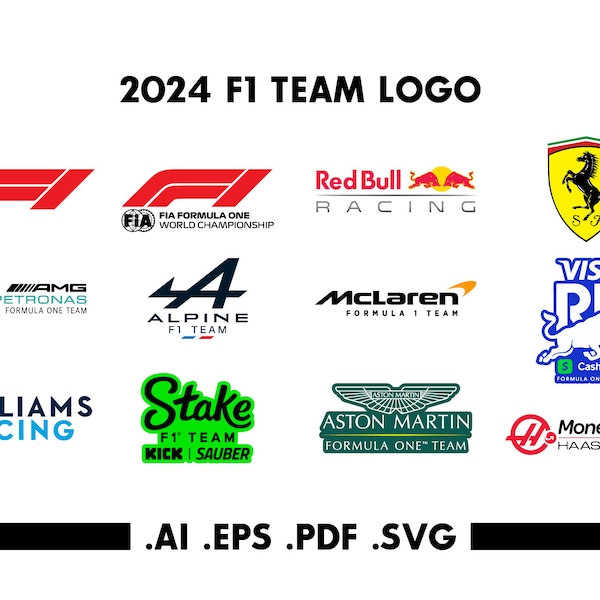 2024 F1 Fórmula 1 Logotipo del equipo Descarga digital instantánea - ai, eps, pdf, svg