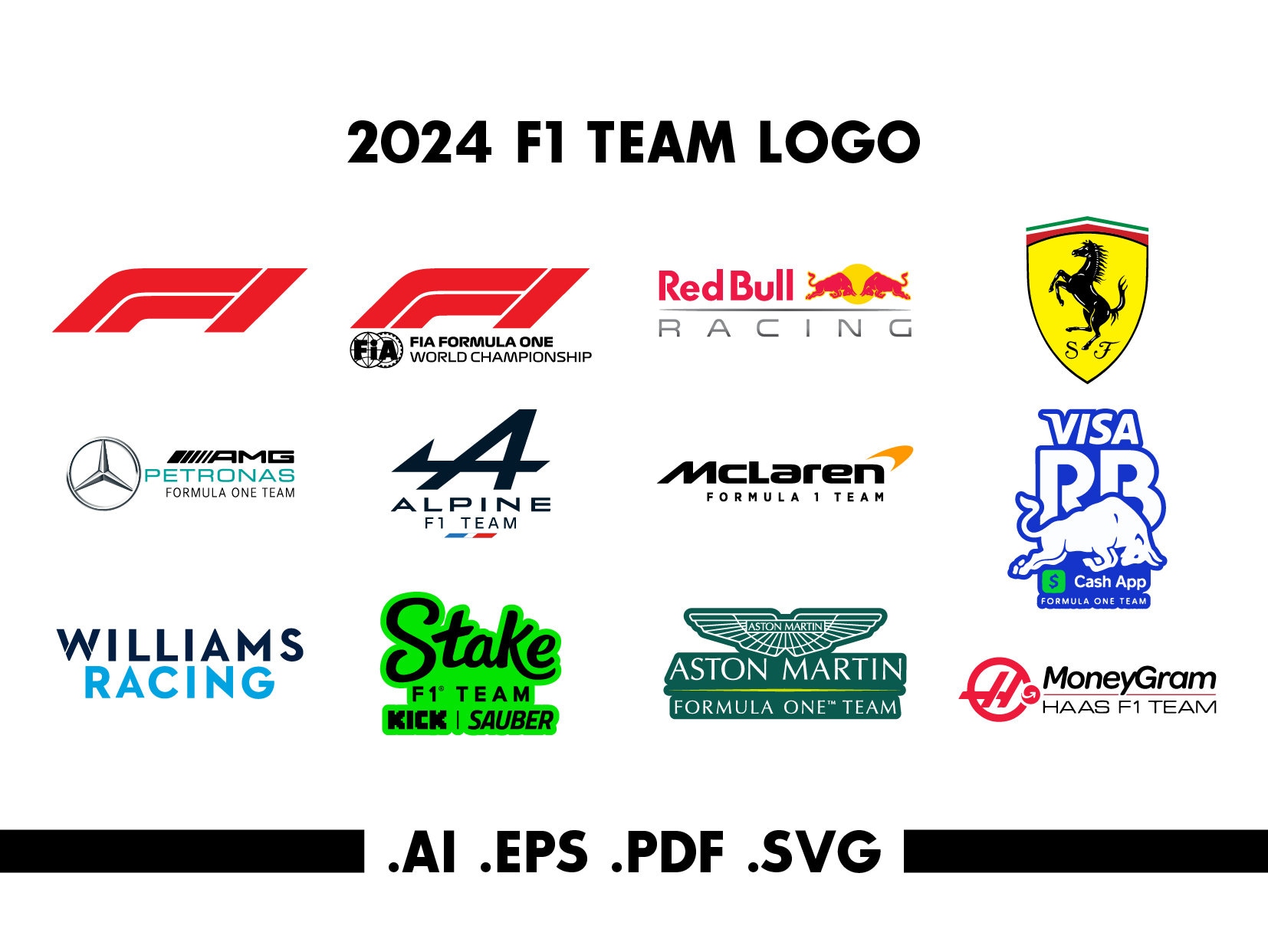 2024 F1 Formula 1 Team Logo Instant Digital Download Ai, Eps, Pdf, Svg