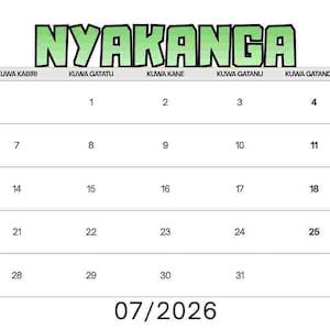 2026 Kinyarwanda Calendar: Rwanda Theme (Digital Download) kalindari y'umwaka wa 2026
