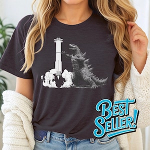 Godzilla and SpaceX Starship T-Shirt Mechazilla Chopsticks Science Space NASA Elon Musk Gift for Space and Rocket Lovers Unisex Shirt