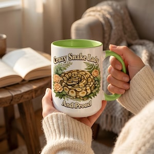 Cottagecore Kungspyton Kaffemugg, Galen Ormkvinna Gåva, Botanisk Akvarell Keramisk Accentmugg, 315 ml