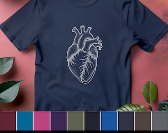 T-shirt à motif coeur anatomique : illustration d'anatomie médicale