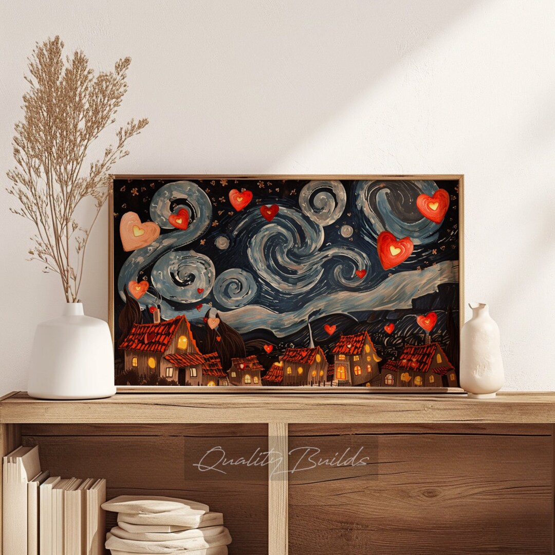 Starry Night Heart Lantern Art Print: Van Gogh Style Romantic Decor - Etsy