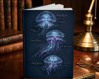 ダークアカデミアクラゲハードカバージャーナル：海洋生物学研究者への贈り物
