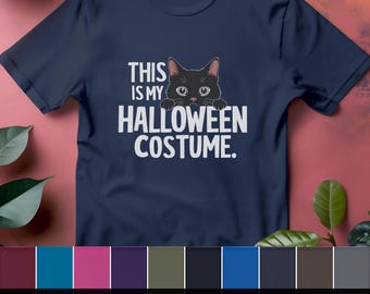 Halloween-Katzen-Kostüm-T-Stück, lustiges schwarze Katzen-Design, gruseliges grafisches T-Shirt, perfektes Geschenk für Katzenliebhaber