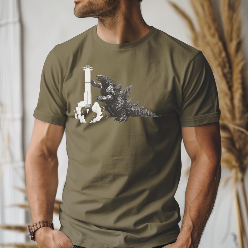 Godzilla and Spacex Starship Tshirt Mechazilla Chopsticks Science