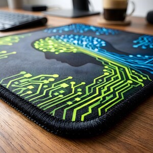 Cybernetic Logic Flow Gaming Mouse Pad: STEM Tech Desk Decor for Software Engineers and Developers