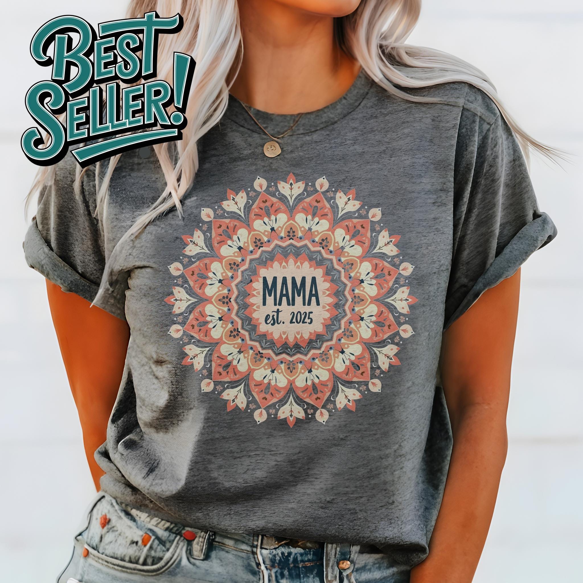 Mandala Mama Shirt: Floral New Mom Gift, Cotton Tee - Etsy