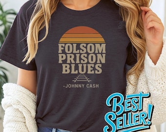 Camiseta retro de Folsom Prison Blues, tributo a Johnny Cash, camiseta gráfica de música vintage
