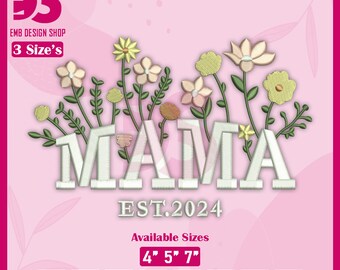 Mama Flower Mother's Day Embroidery Design, Mama Flower Embroidery Design, Mother's Day Embroidery Design, Instant Download