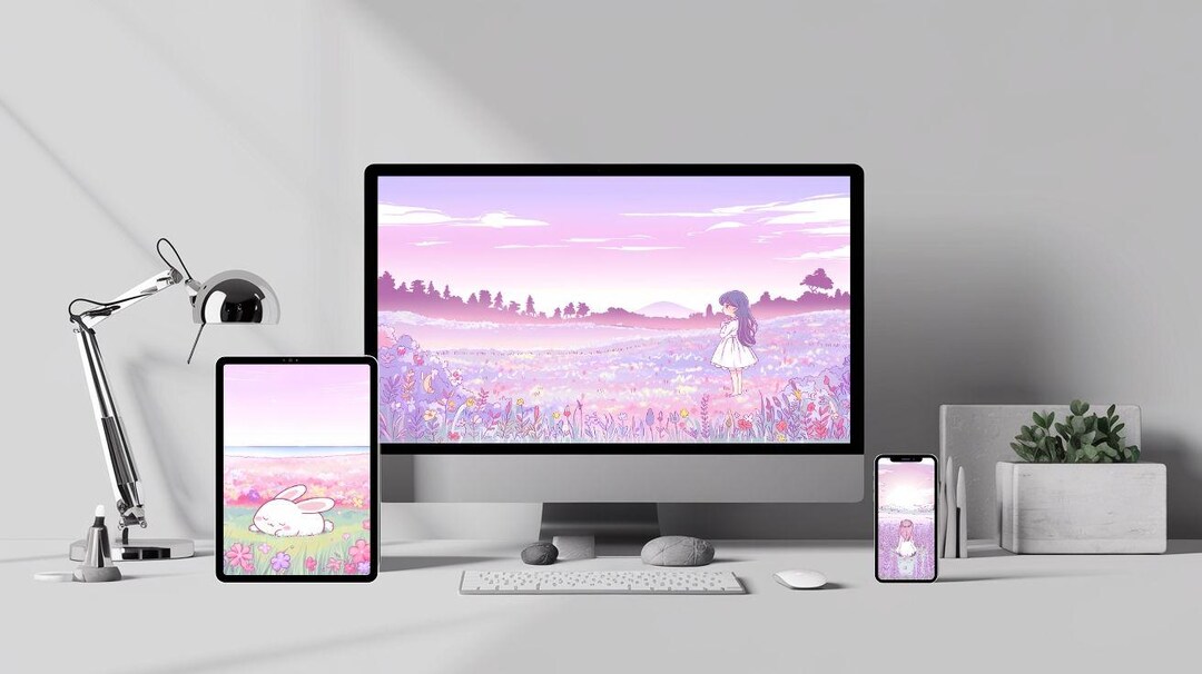 Pastel Lavender Lofi Lilac Aesthetic Purple Wallpaper Anime Girl for ...