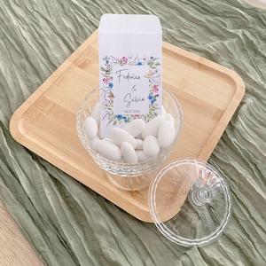 Bustine confetti per matrimonio rustico | Sacchetti kraft con nome per bomboniere con mandorle o caramelle