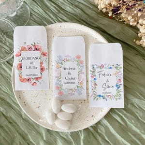 Sacchetti confetti matrimonio personalizzati | Bomboniere kraft eleganti con nome e data per nozze
