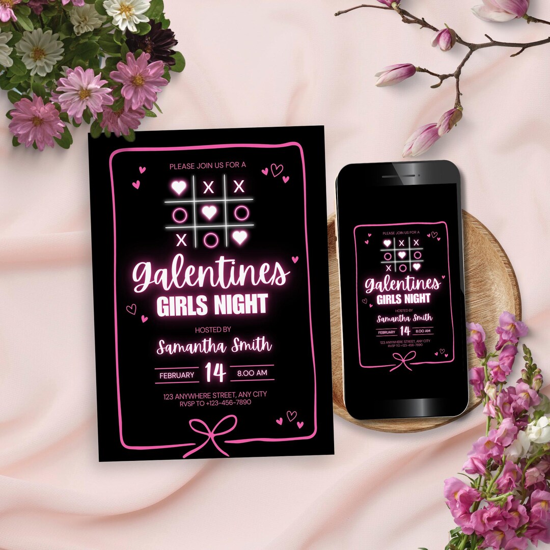 Editable Galentine's Girls Night Party Invitation, Galentines Day ...