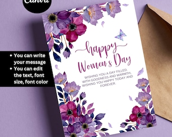 Floral International Women's Day Card (Printable Canva Template)