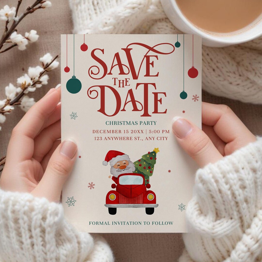 Editable Santa Claus Christmas Save The Date Invitation PDF Etsy Editable Santa Claus Christmas Save The Date Invitation PDF Etsy