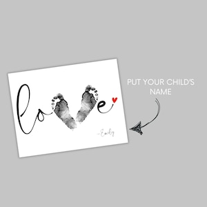 Printable Valentines Day Footprint Art, Love Footprint Craft Gift ...