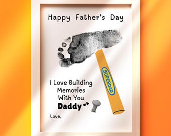 Printable Dad Hammer Footprint, Father's Day Footprint Art, Dad Birthday Footprint Gift, Hammer Footprint Art, Preschool Activity, DIY Craft