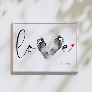 Printable Valentines Day Footprint Art, Love Footprint Craft Gift ...