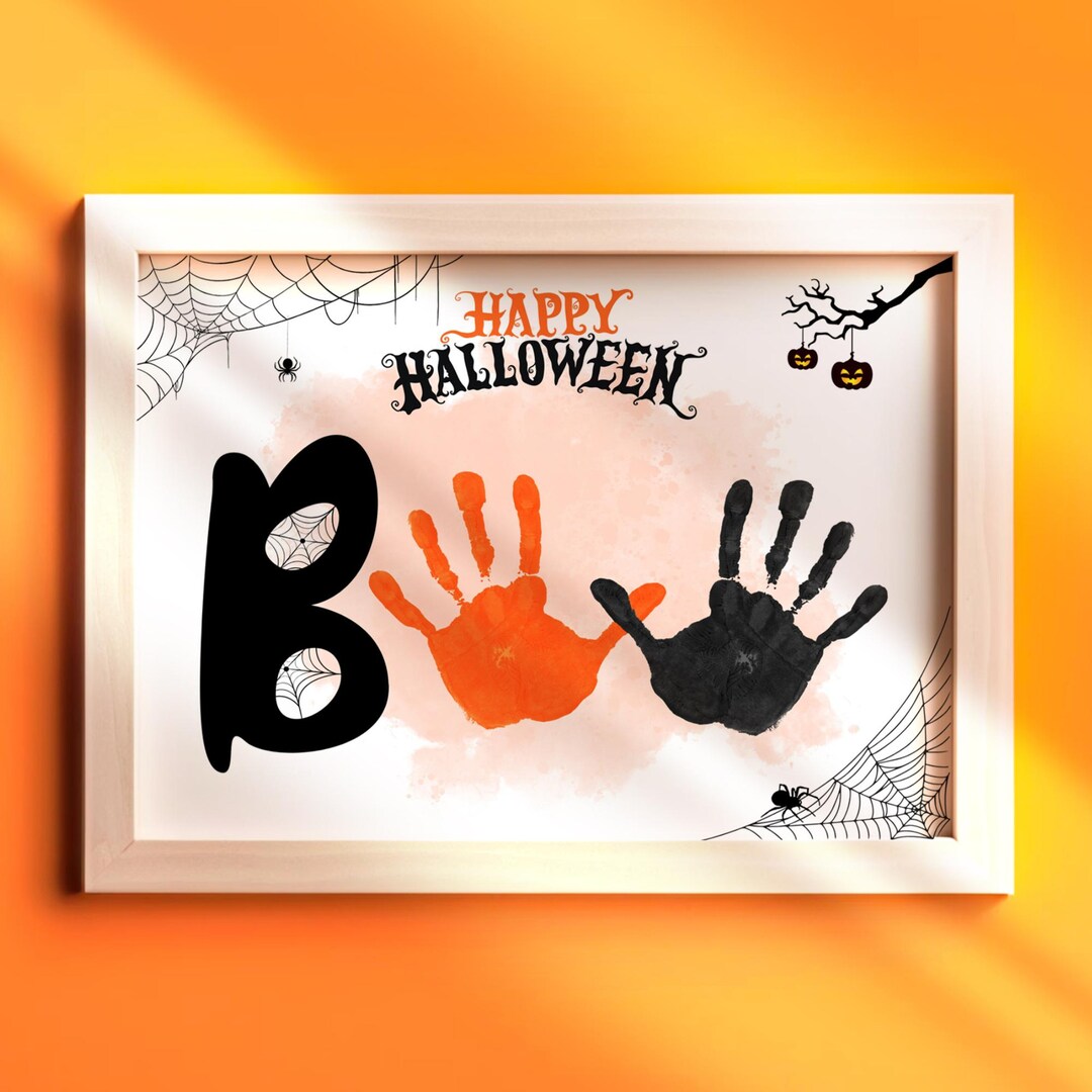 Halloween Boo Handprint Art: Fall Craft Activity (PDF Download 11x8.5 ...