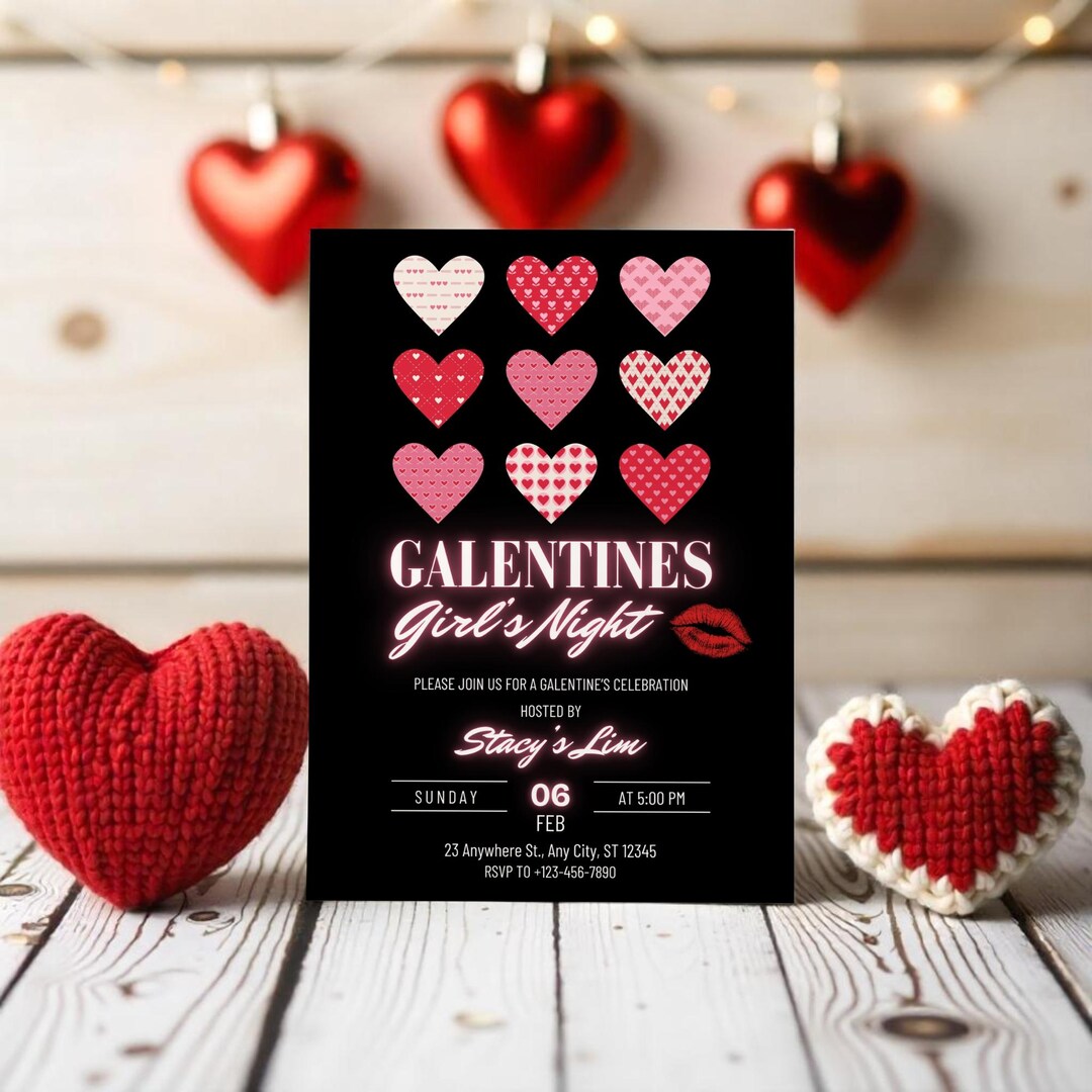 Editable Galentines Girls Night Invitation, Valentines Day Party ...