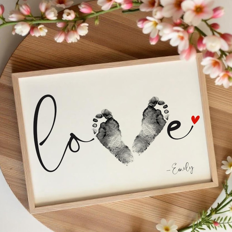 Printable Valentines Day Footprint Art, Love Footprint Craft Gift ...