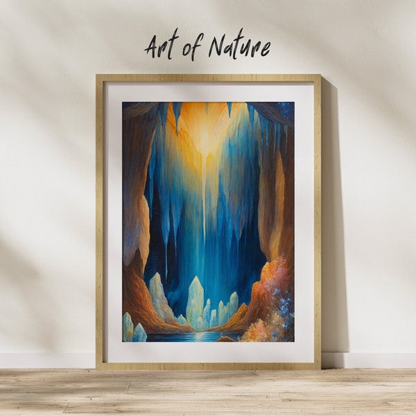 Hidden Crystal Cavern, Paint, Digital Downloadable Art Prints