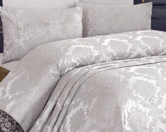 EDA French Lace Bedspread – Grey | Authentic Patterned Luxury Double Bedspread