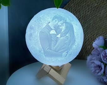 Gepersonaliseerde foto afgedrukt maannacht maanlamp • Aangepaste 3D maan nachtlampje paren geschenken • Lamp voor hem verjaardag BF • Kerstcadeau