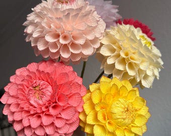 Handmade paper dahlia flower – floral decoration gift idea – paper flowers for Mother's Day, birthdays, spring, weddings, table decorations