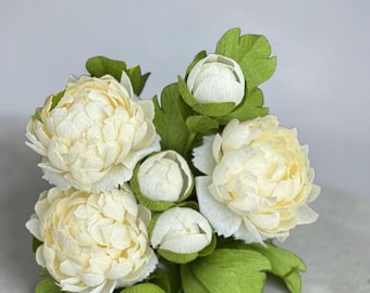 Peonías de papel crepé, regalo para el Día de la Madre, flores de papel hechas a mano, decoración floral, decoración para fiestas y bodas, ramo.