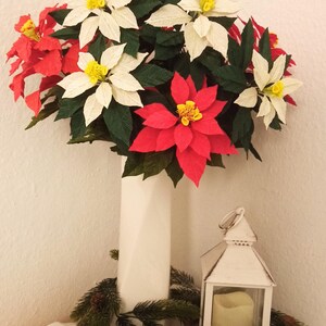 Crepe Paper Poinsettia – Handmade Christmas Flower – Red Paper Flower – Bendable Stem – Gift Idea – SvitArtFlowerDecoration