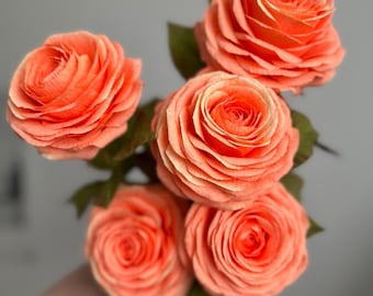 Rosa de papel crepé hecha a mano – Decoración floral de rosas de papel para regalar – Arreglo floral para bodas y cumpleaños – Decoración con flores de papel, Día de la Madre